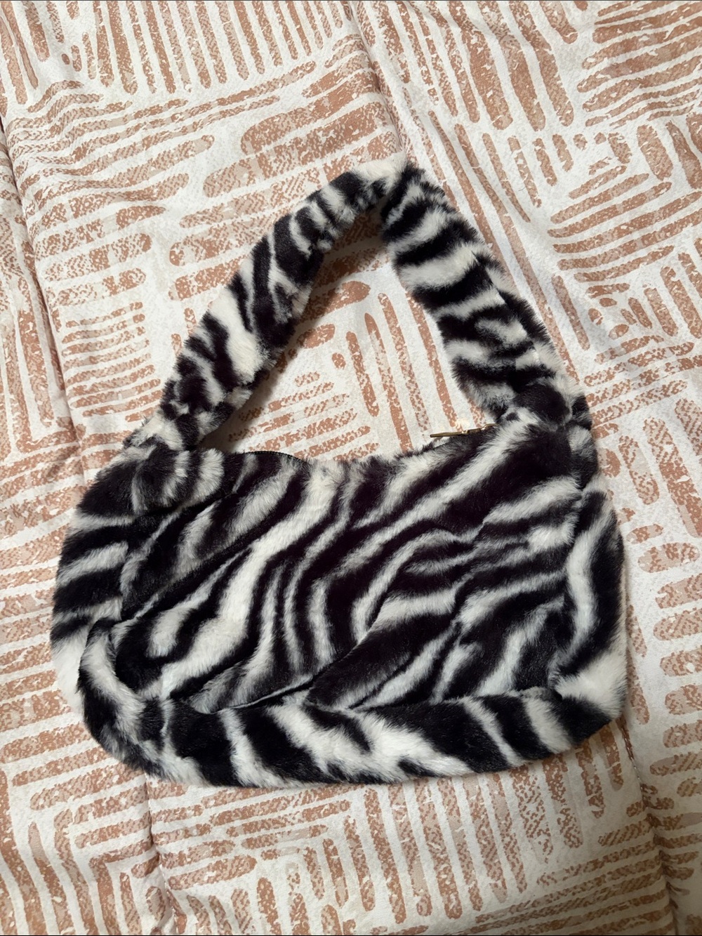 Shein | Faux Fur Zebra Shoulder Bag